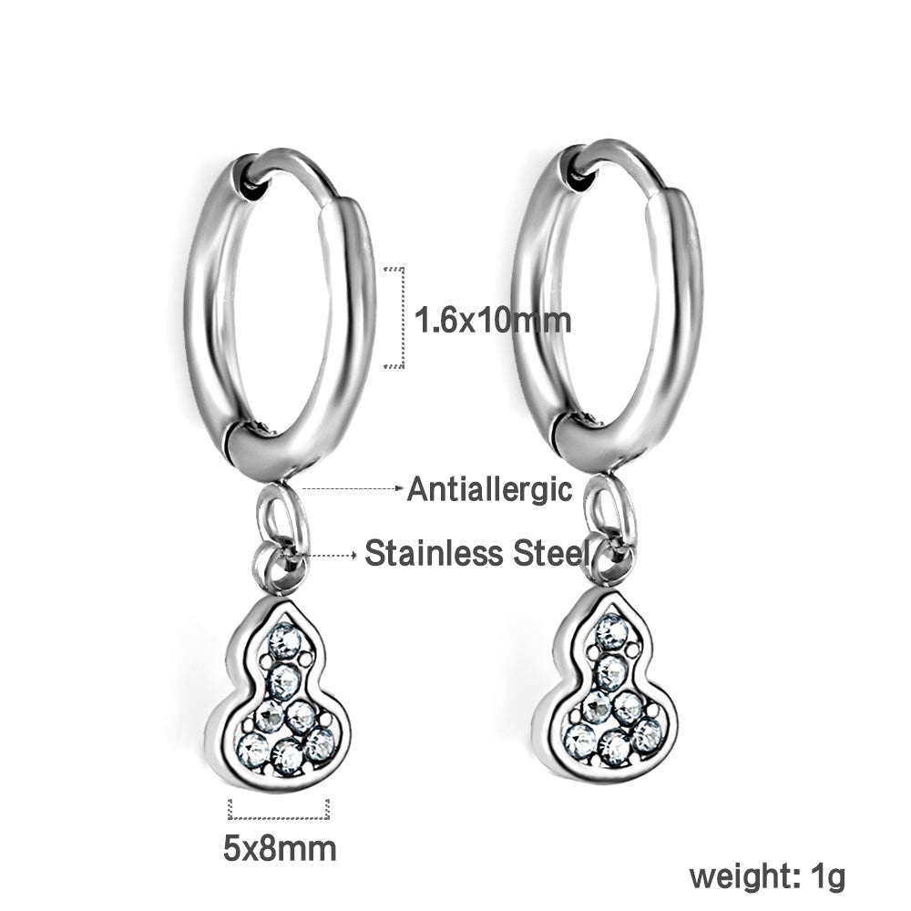 1.6x10mm circle with gourd white diamond stud earrings asonjewelry